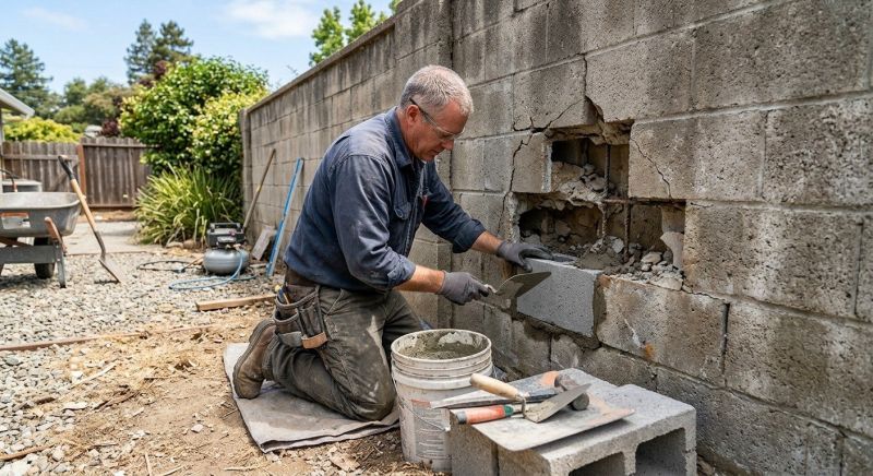 Cinder Block Wall Repair in Olympia, WA