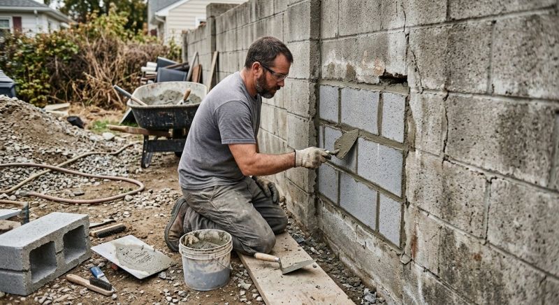 Cinder Block Wall Repair in Steilacoom, WA
