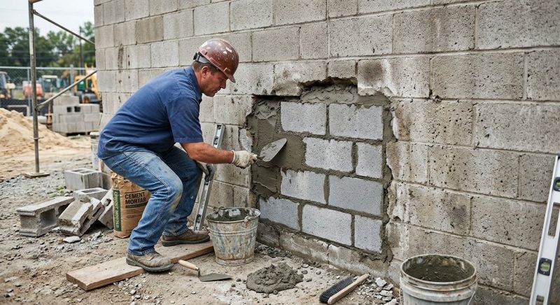 Cinder Block Wall Repair in Yelm, WA