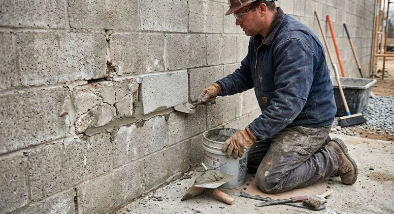 Concrete Block Wall Repair in Olympia, WA